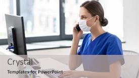  Presentation with nurse technology - Colorful PPT theme enhanced with medicine-technology-and-healthcare-concept backdrop and a light gray colored foreground