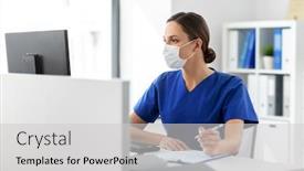  Presentation with nurse technology - PPT theme featuring medicine-technology-and-healthcare-concept background and a light gray colored foreground