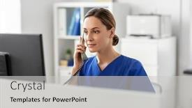  Presentation with healthcare technology - Theme having medicine-technology-and-healthcare-concept background and a light gray colored foreground