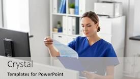  Presentation with healthcare technology - Cool new theme with medicine-technology-and-healthcare-concept backdrop and a light gray colored foreground