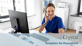  Presentation with nurse technology - Beautiful PPT layouts featuring medicine-technology-and-healthcare-concept backdrop and a light blue colored foreground
