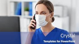  Presentation with nurse technology - PPT theme consisting of medicine-technology-and-healthcare-concept background and a ocean colored foreground