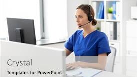  Presentation with nurse technology - PPT theme featuring medicine-technology-and-healthcare-concept background and a light gray colored foreground