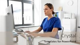  Presentation with nurse technology - Beautiful slide deck featuring medicine-technology-and-healthcare-concept backdrop and a mint green colored foreground