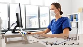  Presentation with nurse technology - Amazing slide set having medicine-technology-and-healthcare-concept backdrop and a coral colored foreground