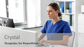  Presentation with nurse technology - PPT layouts having medicine-technology-and-healthcare-concept background and a light gray colored foreground