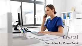  Presentation with nurse technology - Colorful PPT theme enhanced with medicine-technology-and-healthcare-concept backdrop and a light gray colored foreground