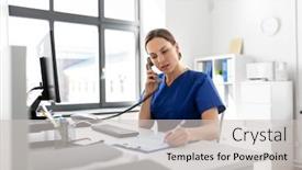  Presentation with nurse technology - Beautiful presentation theme featuring medicine-technology-and-healthcare-concept backdrop and a light gray colored foreground