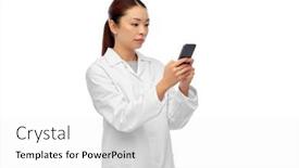  Presentation with doctor asian - PPT theme consisting of medicine-technology-and-healthcare-concept background and a white colored foreground