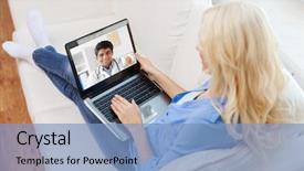  Presentation with healthcare patient technology - Cool new presentation theme with medicine technology and healthcare concept backdrop and a light blue colored foreground