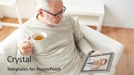  Presentation with healthcare technology - Theme with medicine technology and healthcare concept background and a light gray colored foreground