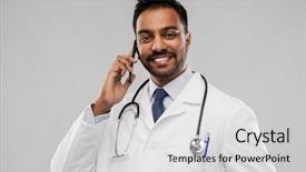  Presentation with healthcare technology - PPT theme featuring medicine technology and healthcare concept background and a light gray colored foreground