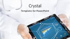  Presentation with medicine - Presentation design enhanced with medicine technology and people concept background and a sky blue colored foreground