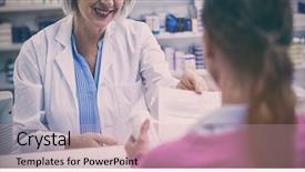  Presentation with prescriptions - Audience pleasing presentation theme consisting of medicine to customer in pharmacy backdrop and a soft green colored foreground