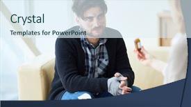  Presentation with refugees - Theme enhanced with medicine to one of refugee background and a sky blue colored foreground