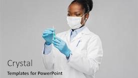  Presentation with doctor african - Beautiful PPT theme featuring medicine-vaccination-and-healthcare-concept backdrop and a light gray colored foreground