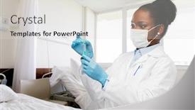  Presentation with hospital mask - Colorful theme enhanced with medicine-vaccination-and-healthcare-concept backdrop and a light gray colored foreground