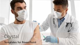  Presentation with medical vaccine - Beautiful presentation theme featuring medicine-vaccination-and-healthcare-concept backdrop and a soft green colored foreground