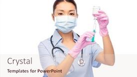  Presentation with mask nurse - Colorful slide deck enhanced with medicine-vaccination-and-healthcare-concept backdrop and a sky blue colored foreground