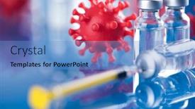  Presentation with vaccine - Slides with medicine-vaccine-vial-bottle background and a teal colored foreground