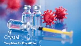 Presentation with syringe - PPT theme enhanced with medicine-vaccine-vial-bottle background and a teal colored foreground