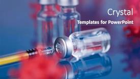  Presentation with vaccine - PPT theme having medicine-vaccine-vial-bottle background and a violet colored foreground