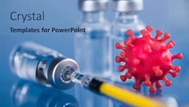  Presentation with vaccine - Presentation theme consisting of medicine-vaccine-vial-bottle background and a light blue colored foreground