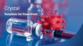  Presentation with vaccine - Presentation having medicine-vaccine-vial-bottle background and a ocean colored foreground