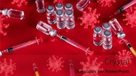  Presentation with vaccine - Presentation theme having medicine-vaccine-vial-bottle background and a crimson colored foreground