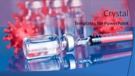  Presentation with syringe - PPT theme with medicine-vaccine-vial-bottle background and a coral colored foreground