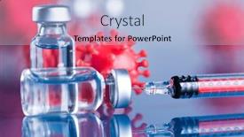  Presentation with vaccine - Presentation design having medicine-vaccine-vial-bottle background and a light blue colored foreground