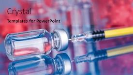  Presentation with syringe - Presentation theme featuring medicine-vaccine-vial-bottle background and a coral colored foreground