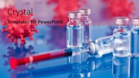  Presentation with syringe - Slide set with medicine-vaccine-vial-bottle background and a red colored foreground