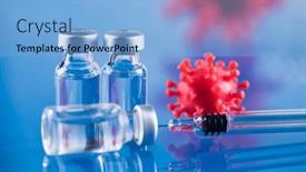  Presentation with syringe - Slide deck having medicine-vaccine-vial-bottle background and a light blue colored foreground