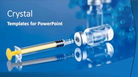  Presentation with syringe - PPT theme with medicine-vaccine-vial-bottle background and a teal colored foreground