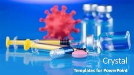  Presentation with vaccine - PPT theme consisting of medicine-vaccine-vial-bottle background and a teal colored foreground