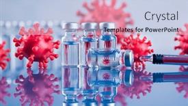  Presentation with vaccine - Presentation featuring medicine-vaccine-vial-bottle background and a light blue colored foreground