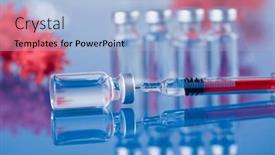  Presentation with syringe - PPT theme enhanced with medicine-vaccine-vial-bottle background and a light blue colored foreground