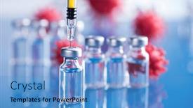  Presentation with vaccine - Theme having medicine-vaccine-vial-bottle background and a teal colored foreground