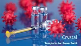  Presentation with vaccine - Presentation having medicine-vaccine-vial-bottle background and a ocean colored foreground