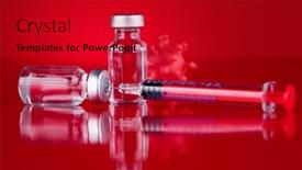  Presentation with vaccine - Theme having medicine-vaccine-vial-bottle background and a crimson colored foreground