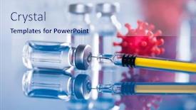  Presentation with vaccine - Slide deck featuring medicine-vaccine-vial-bottle background and a sky blue colored foreground