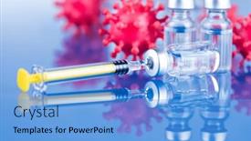  Presentation with vaccine - Slide set having medicine-vaccine-vial-bottle background and a light blue colored foreground