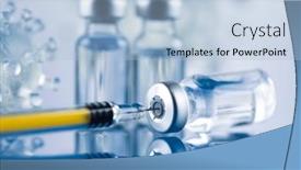  Presentation with syringe - Slide deck having medicine-vaccine-vial-bottle background and a light blue colored foreground