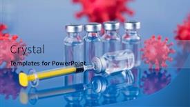  Presentation with syringe - Presentation theme with medicine-vaccine-vial-bottle background and a light blue colored foreground
