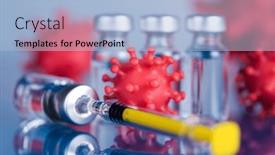  Presentation with vaccine - Slide deck featuring medicine-vaccine-vial-bottle background and a light blue colored foreground