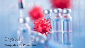  Presentation with vaccine - Presentation theme having medicine-vaccine-vial-bottle background and a light blue colored foreground