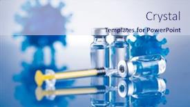  Presentation with syringe - PPT layouts featuring medicine-vaccine-vial-bottle background and a sky blue colored foreground