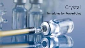  Presentation with vaccine - PPT theme having medicine-vaccine-vial-bottle background and a light blue colored foreground