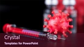  Presentation with syringe - Slide set consisting of medicine-vaccine-vial-bottle background and a tawny brown colored foreground